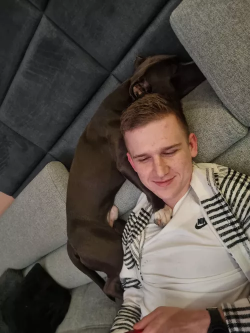 my friend's dog was making sure i didn't leave him