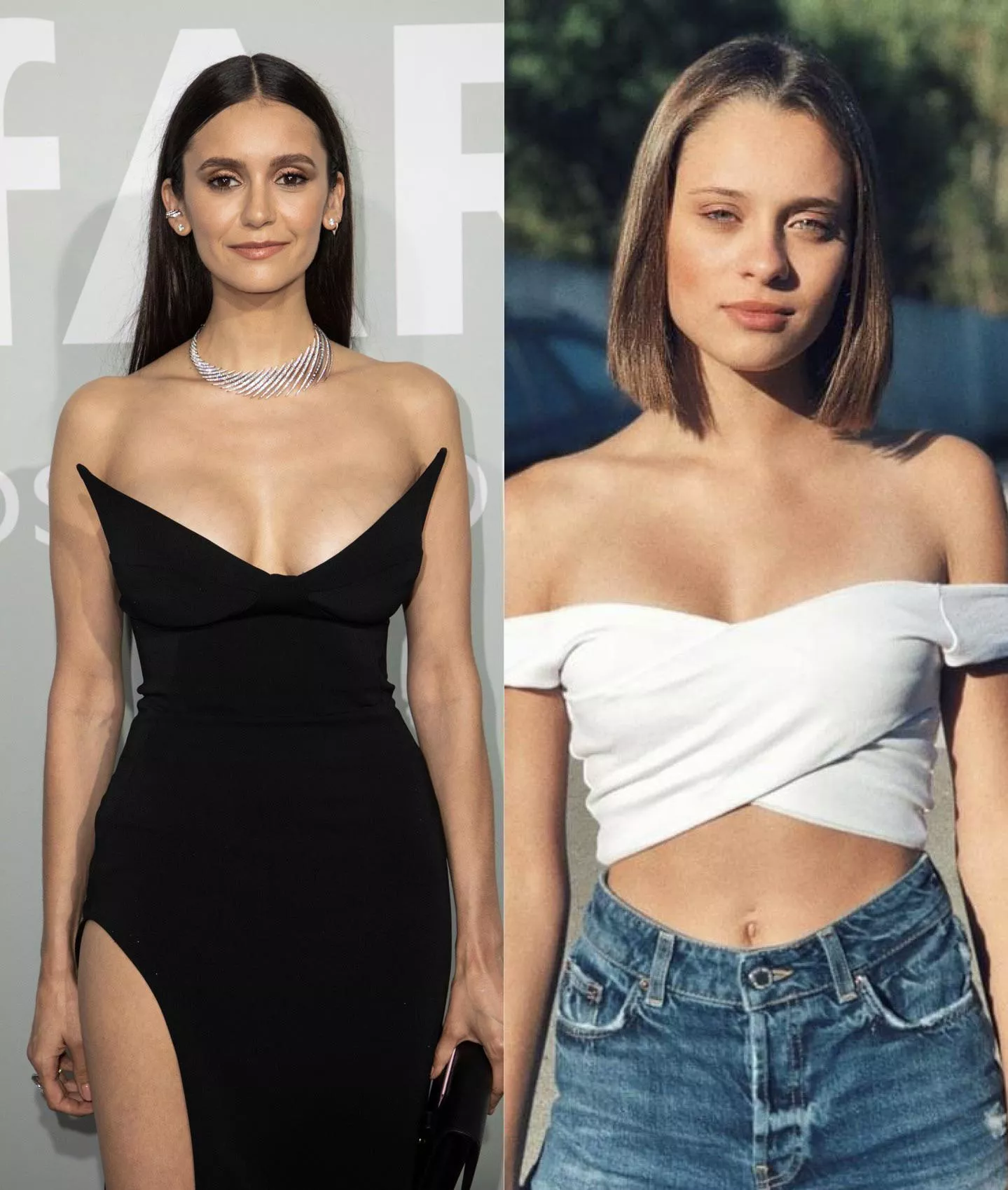 On my knees ready to worship Nina Dobrev and Daniela Melchior