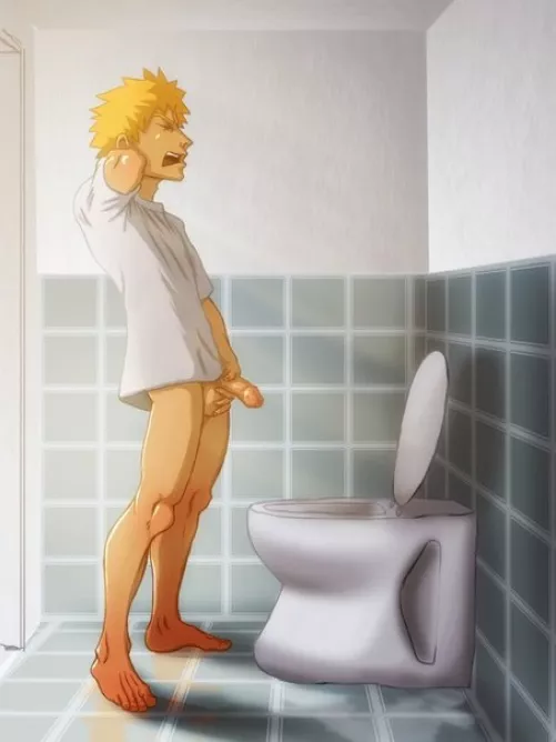 Peeing in the toilet with a Morning boner