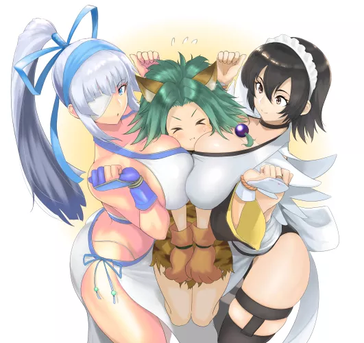 Poor Cham-Cham can't handle the boobage of Iroha and Nina! (anagumasan) [Samurai Shodown / Spirits]