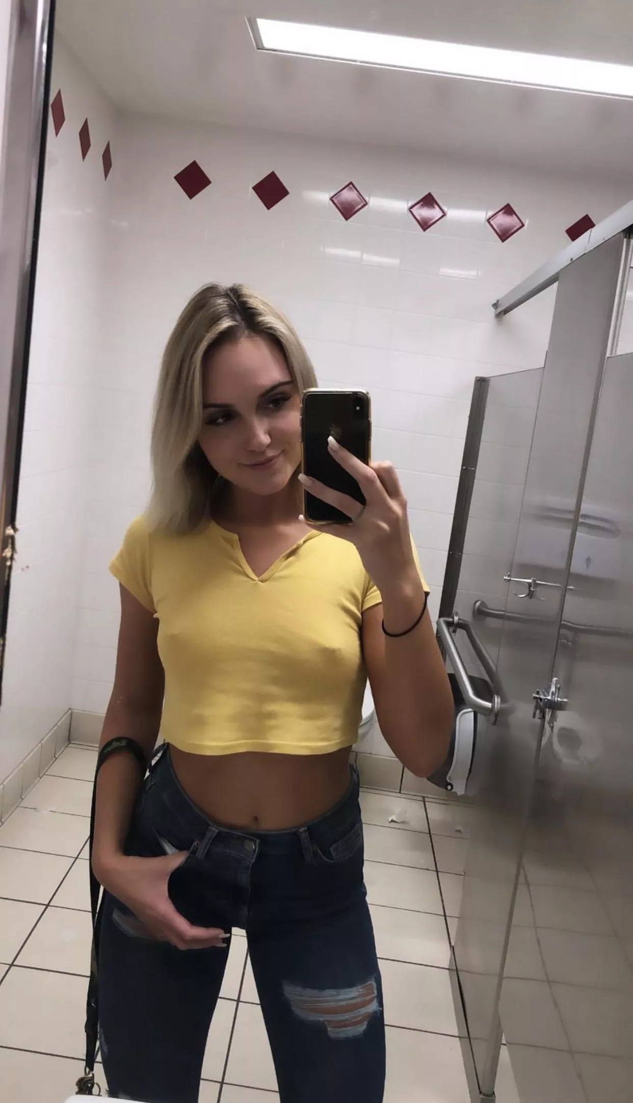 Sexy blonde with pierced pokies