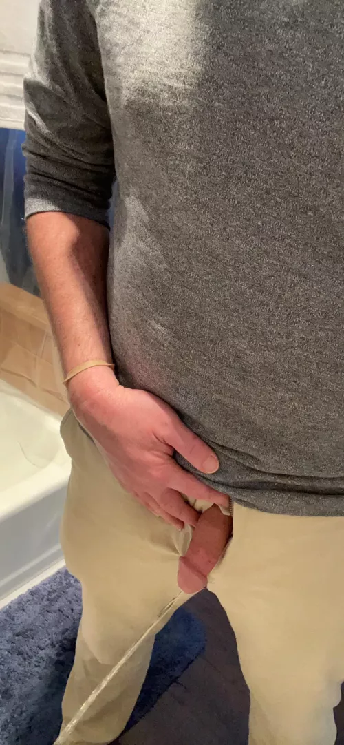 Soft cock out for a piss
