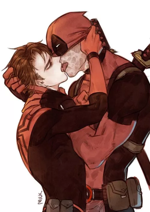 Spiderman made a deep and passionate love with Deadpool
