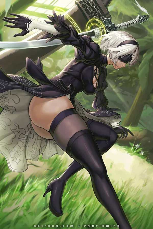 2B's lovely legs in action (hybridmink)