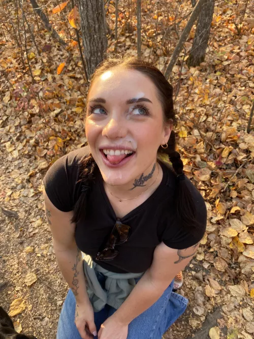 A smile after getting a big facial in the woods [oc]