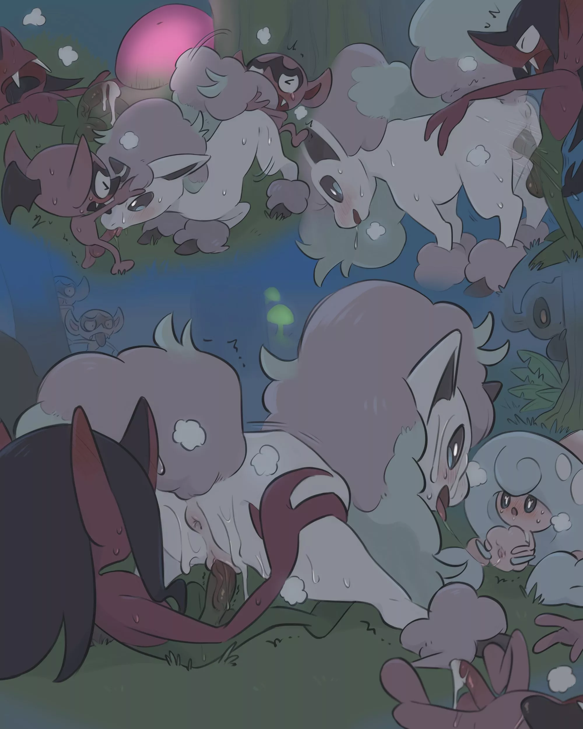 Fairy orgy in the woods (Impidimp, Morgrem, Ponyta, Hattrem) [MF] by Kinnni-chan