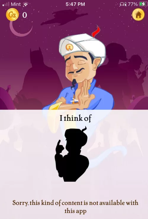 I did Kyu on Akinator, and it came up with this. Is he not allowed to display stuff from huniepop?