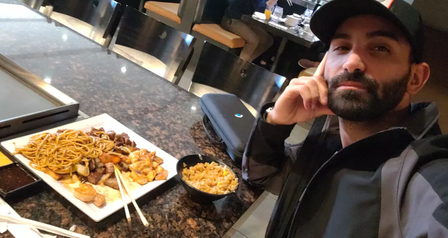 Picture of me and the boyfriend at Hibachi