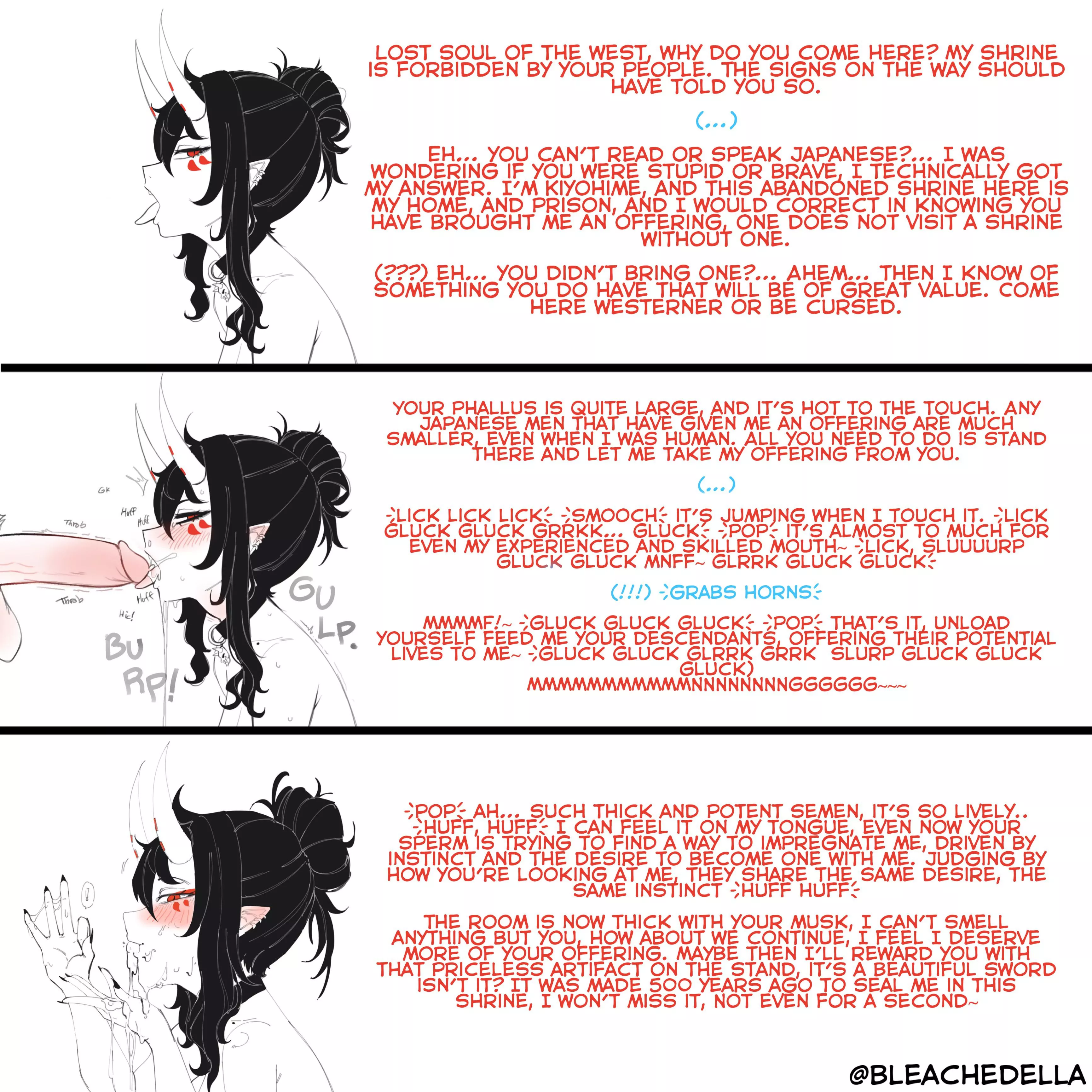 A foreigners offering to a Oni [Bleached] [Humaned] [Oral] [Gokkun] [Facial] [Horns] [Sharp ears] [Big Dick] [BWC]