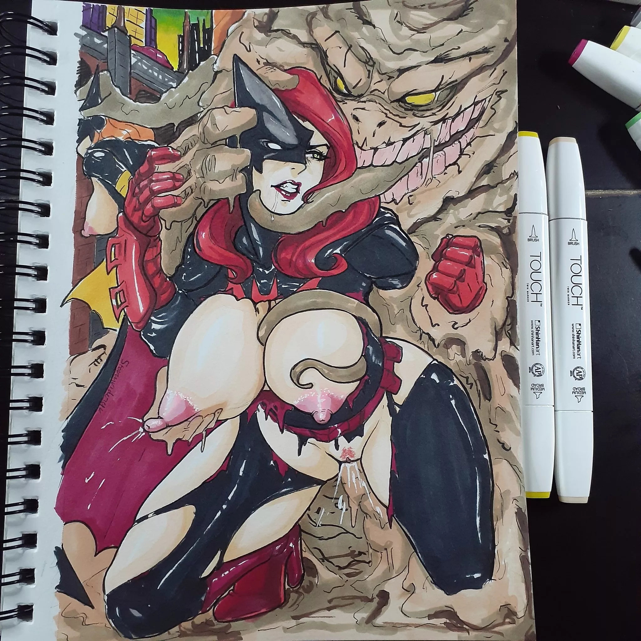 Batwoman and Clayface fanart from DC comic (stormriderqv)