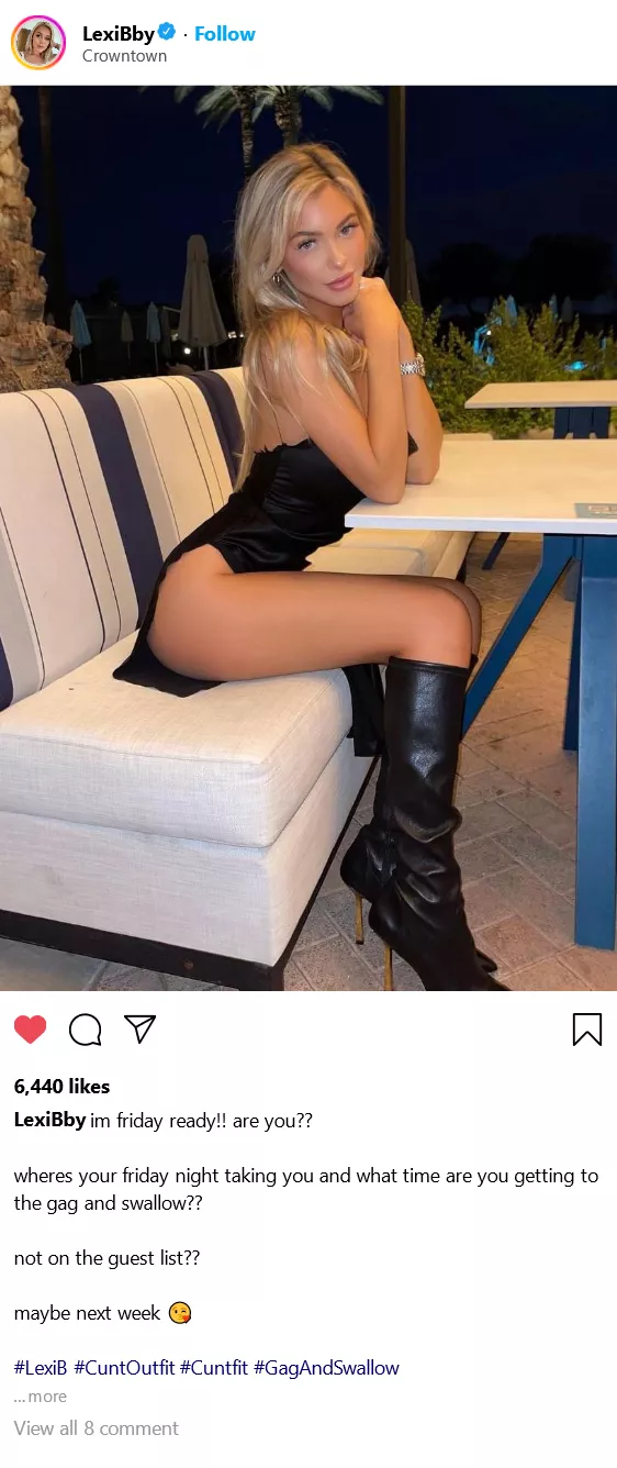 (cuntagram) @lexiBby - I'm ready for another night at the Gag and Swallow