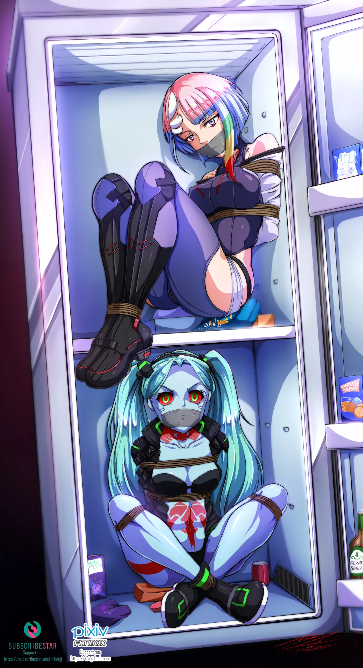 Cyberpunk ladies in the Cyber fridge