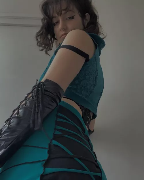 Dominatrix gloves plus mini skirt 👅