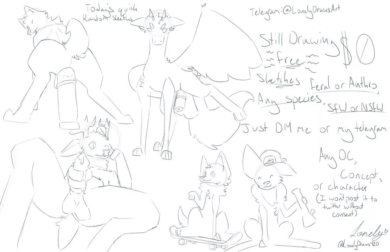 Free single layer sketches, dm me if you have an oc