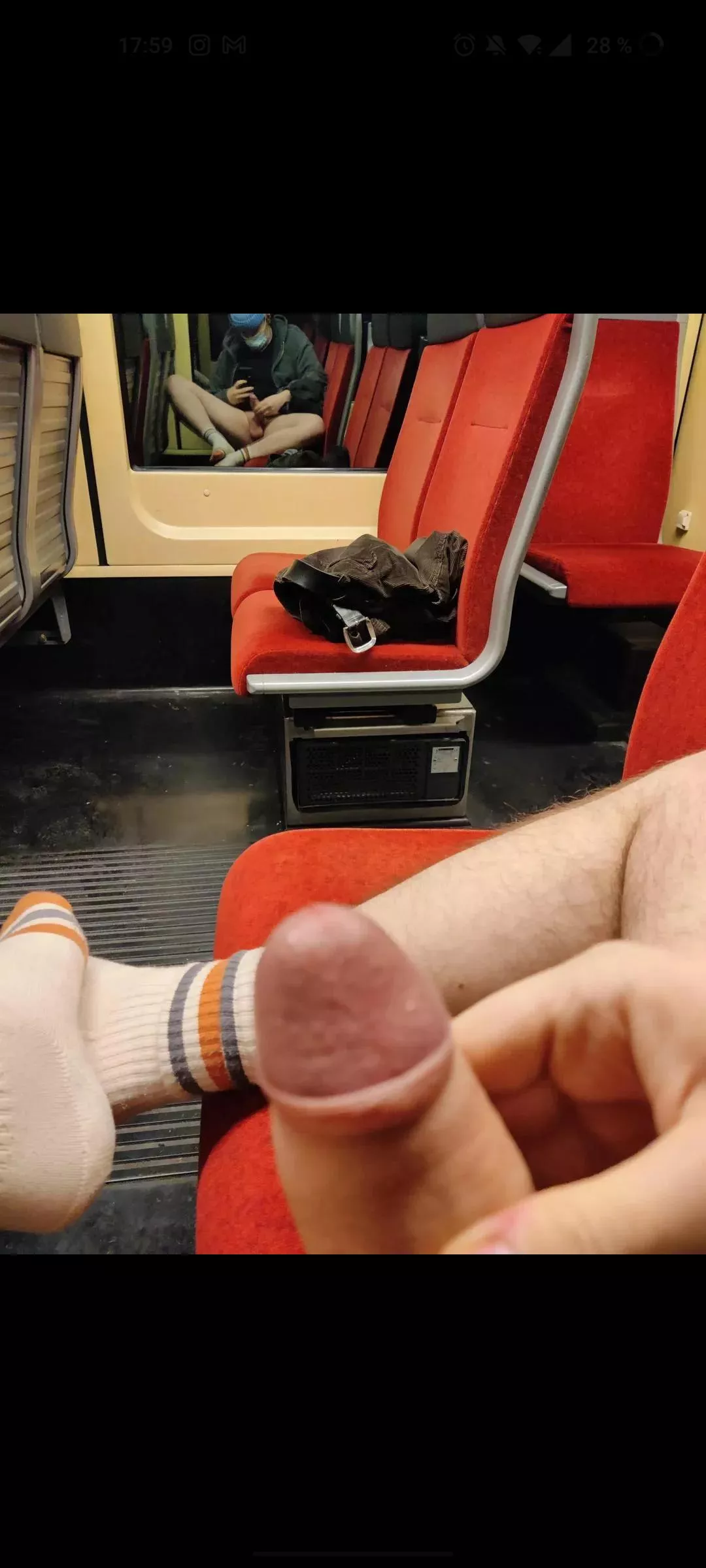 I hope nobody steals my pants while i walk to the end of the train