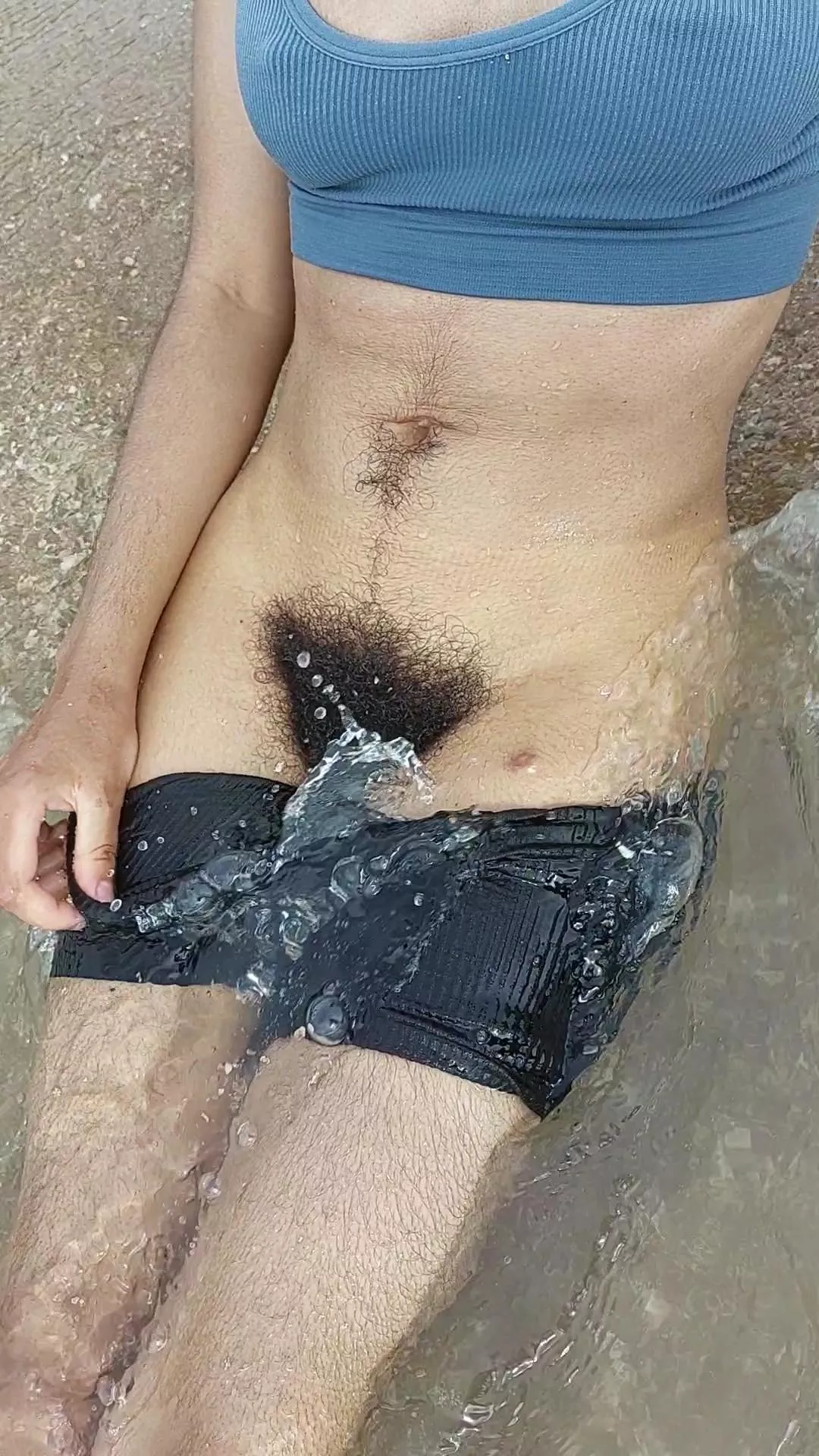 My naked bush in the ocean water on the beach 🏖️