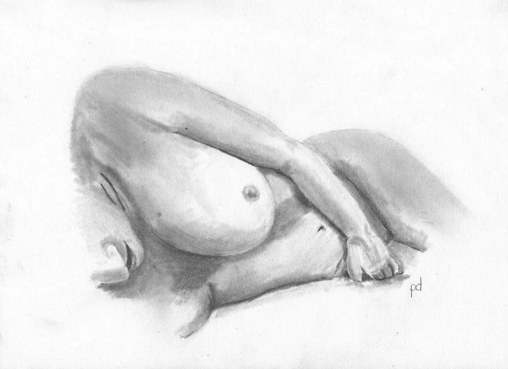 Post-Coitus Lounging - graphite drawing