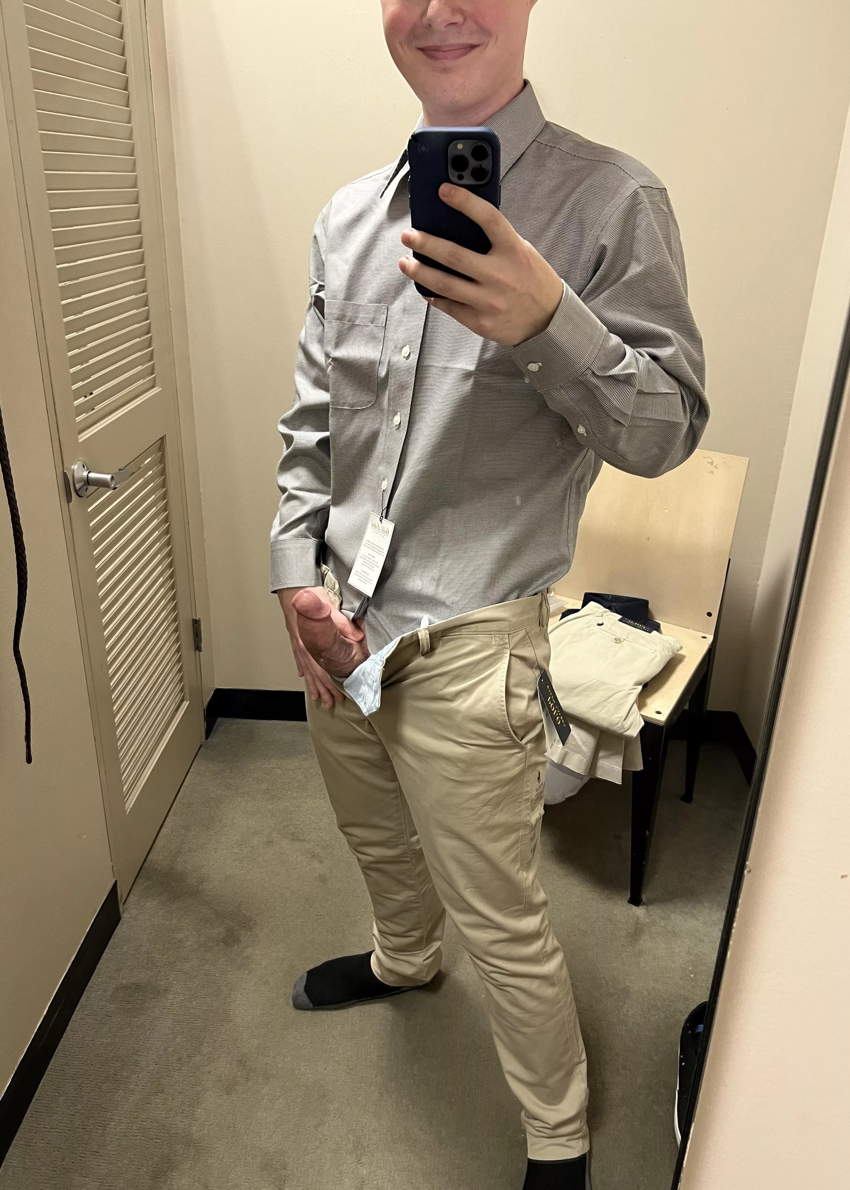 Rock hard in a changing room