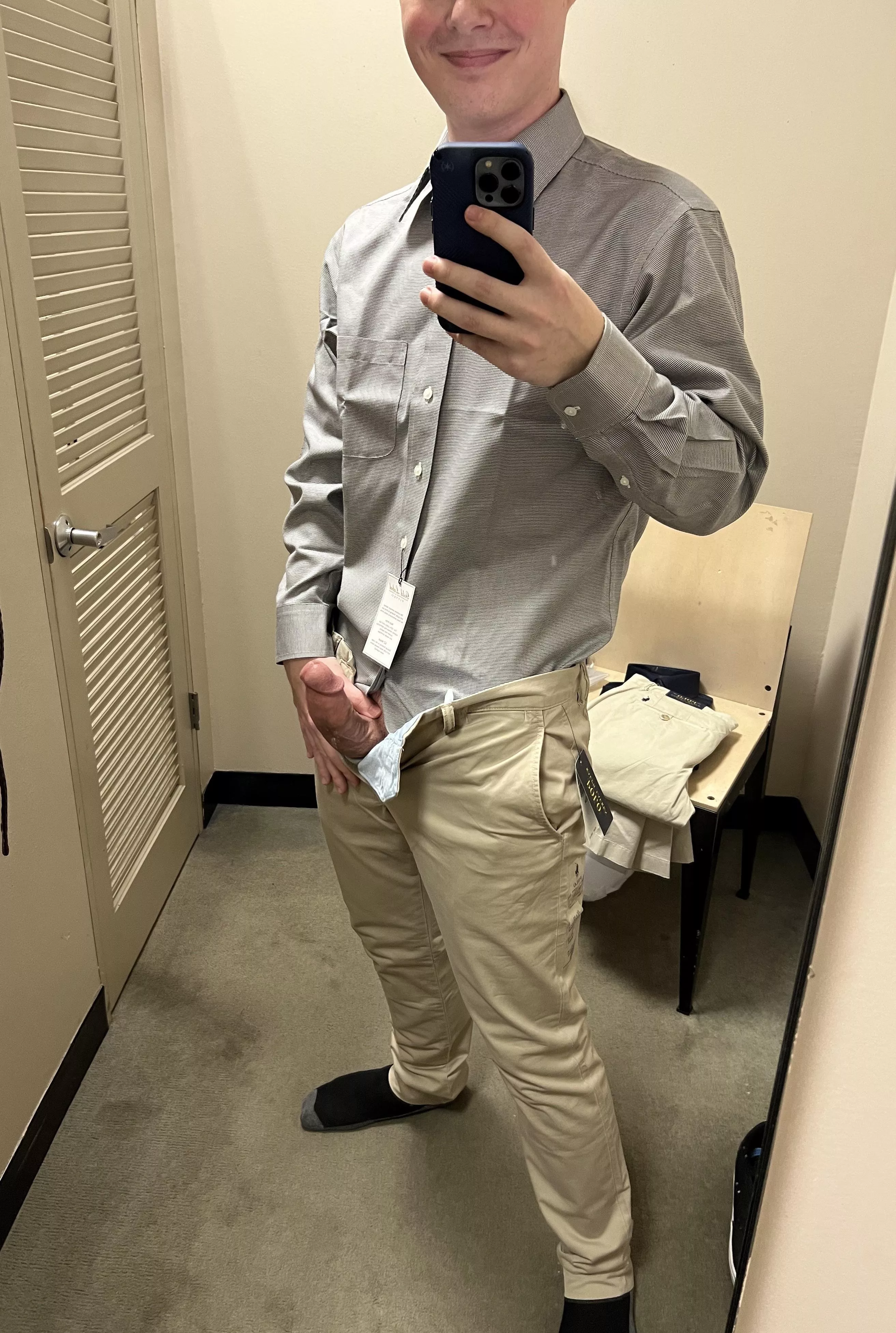 Rock hard in a changing room