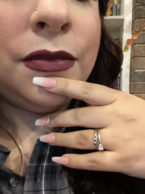 Classic combo: French nails and a bold lipstick