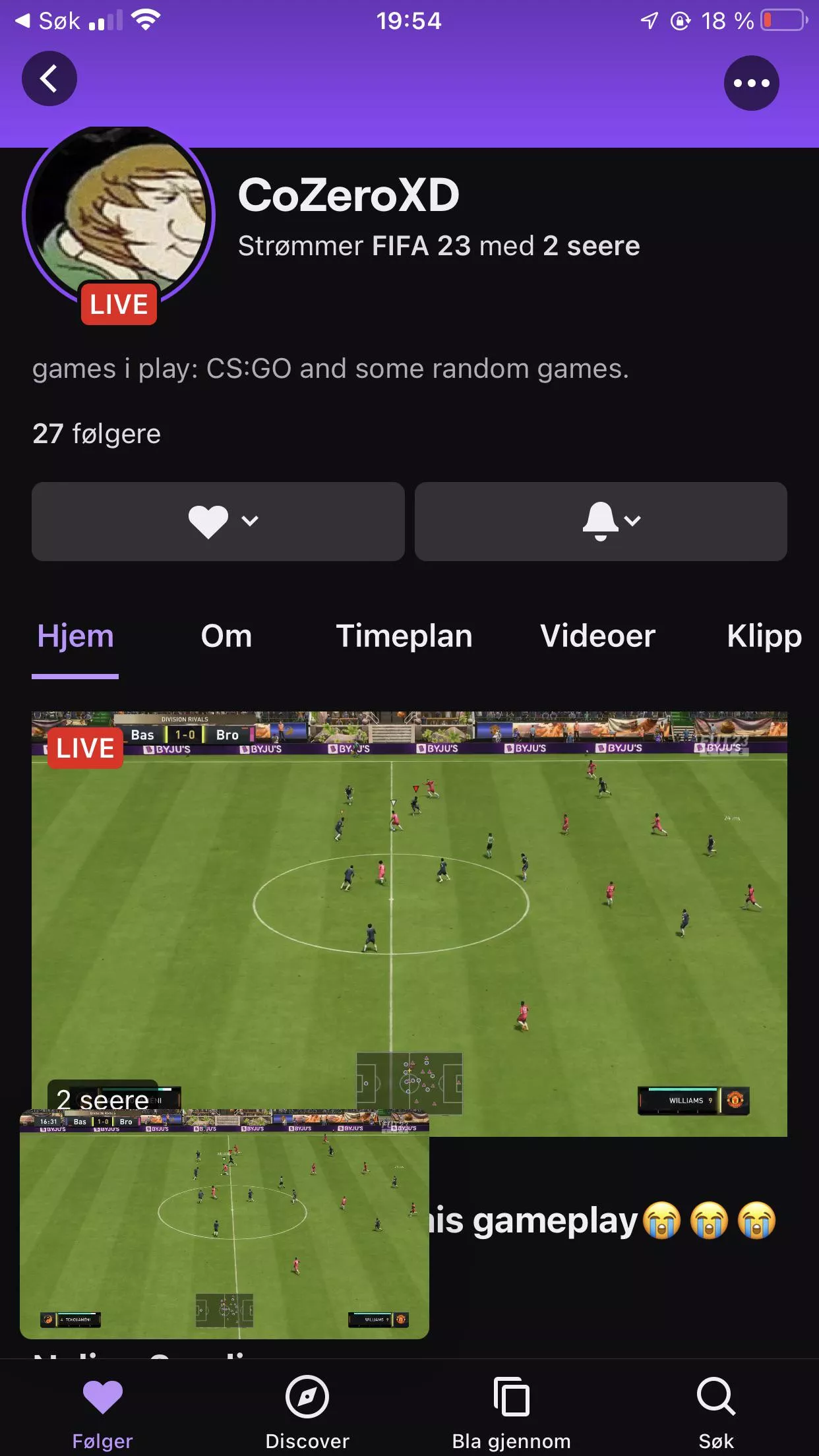 Come support my brother. He has autism and loves to play fifa and stream. Come and look for a few sec og say hi. Thanks ❤️