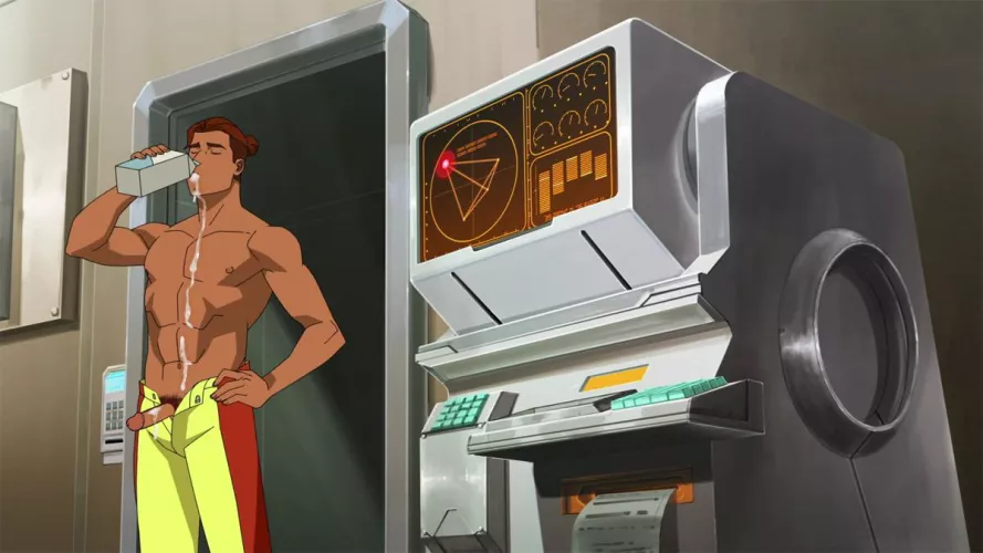 Invincible - Rex Splode Drinking Milk spilling all over his body - I did this in front of my guy classmates in the bathroom, They all got boners.