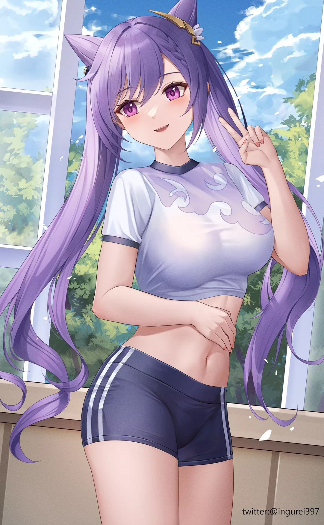 Keqing in P.E Uniform