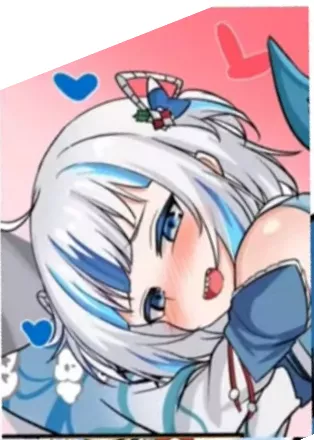 LF Color Source: Gawr Gura, Shark, Blue Eyes, Ahegao, White Hair, Virtual YouTuber, Blushing, Heart, Hair Accessory, Idol