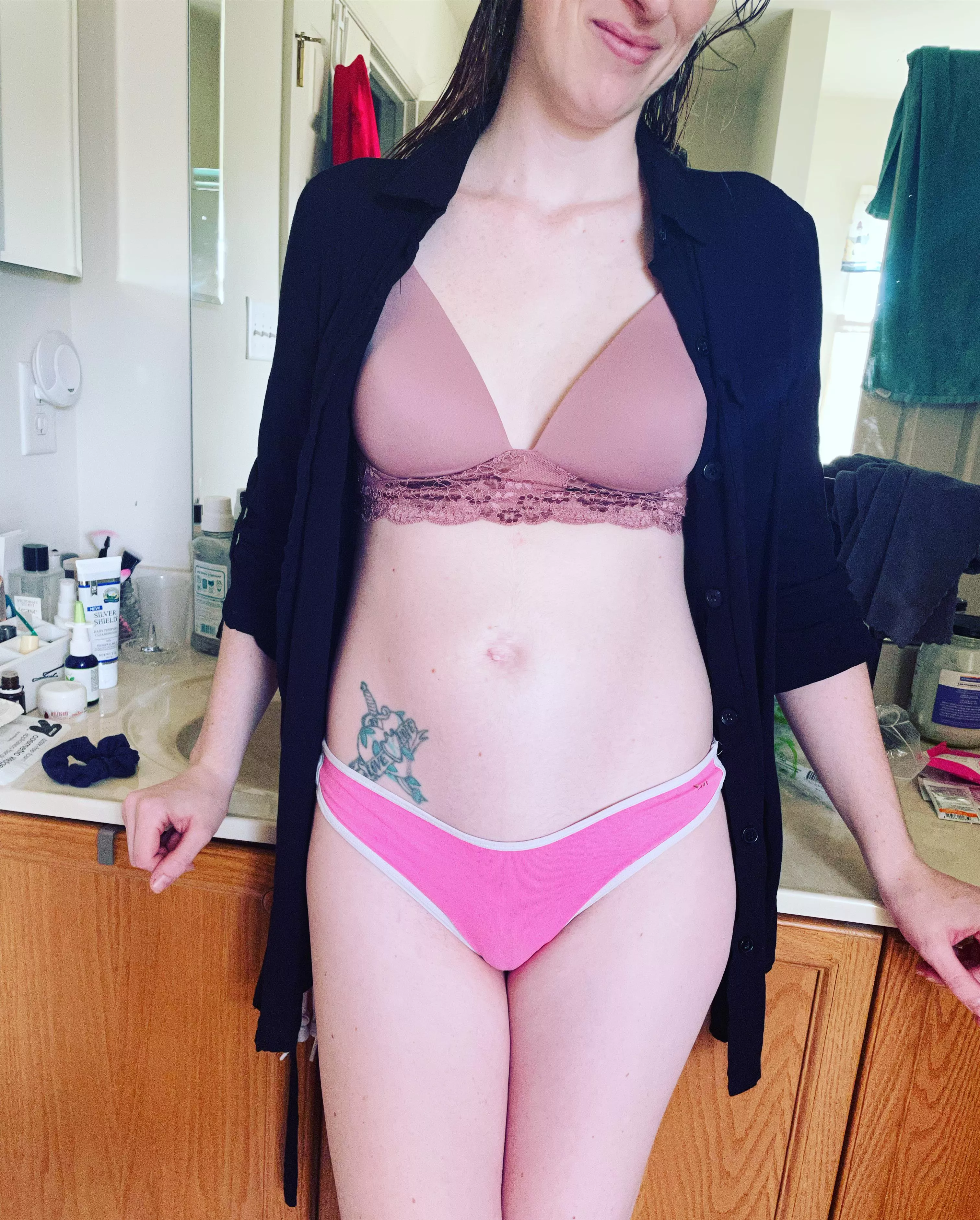 Pink goes well with my pale skin [f]