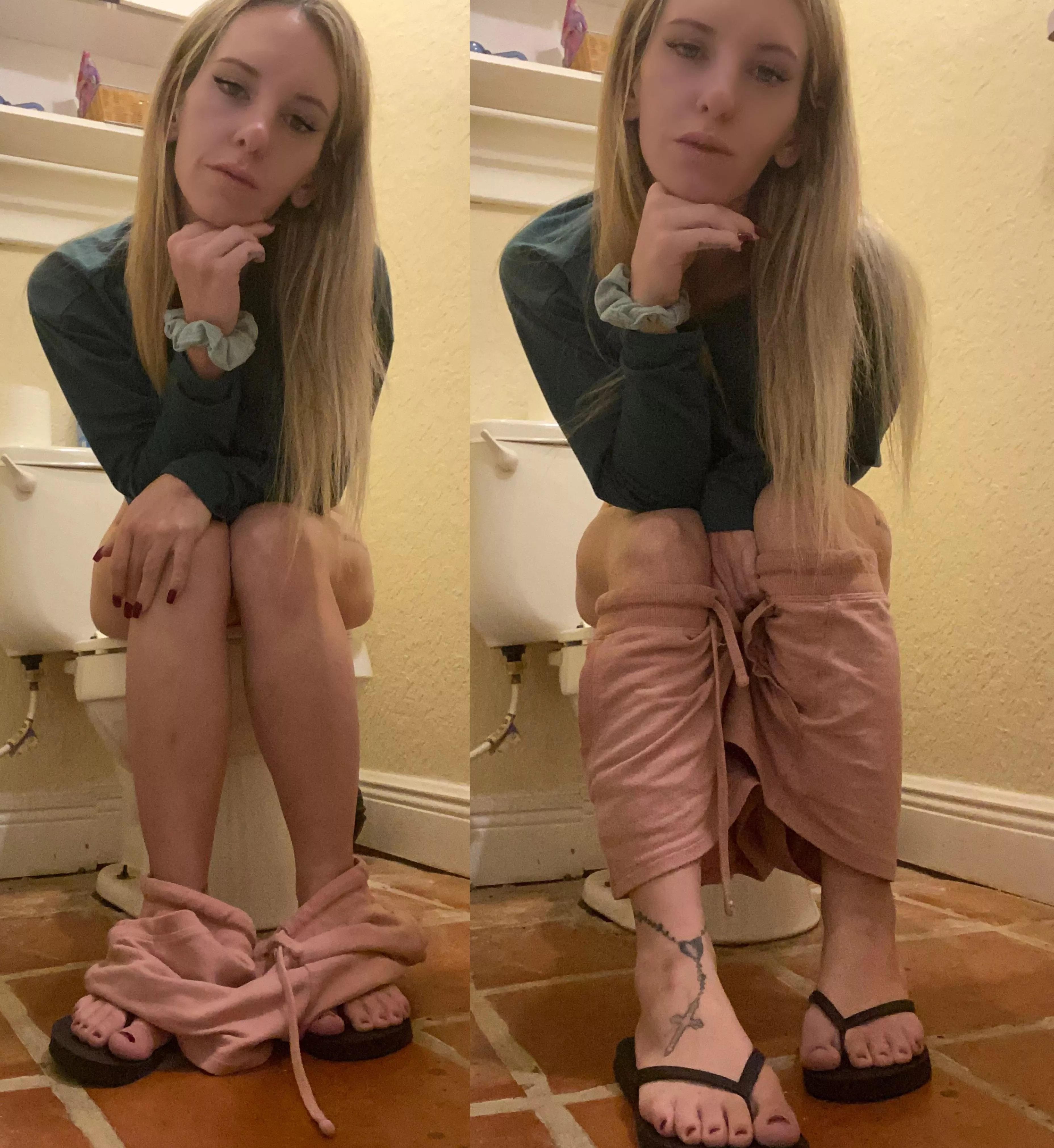 Shorts half up or all the way down when on the toilet 🚽