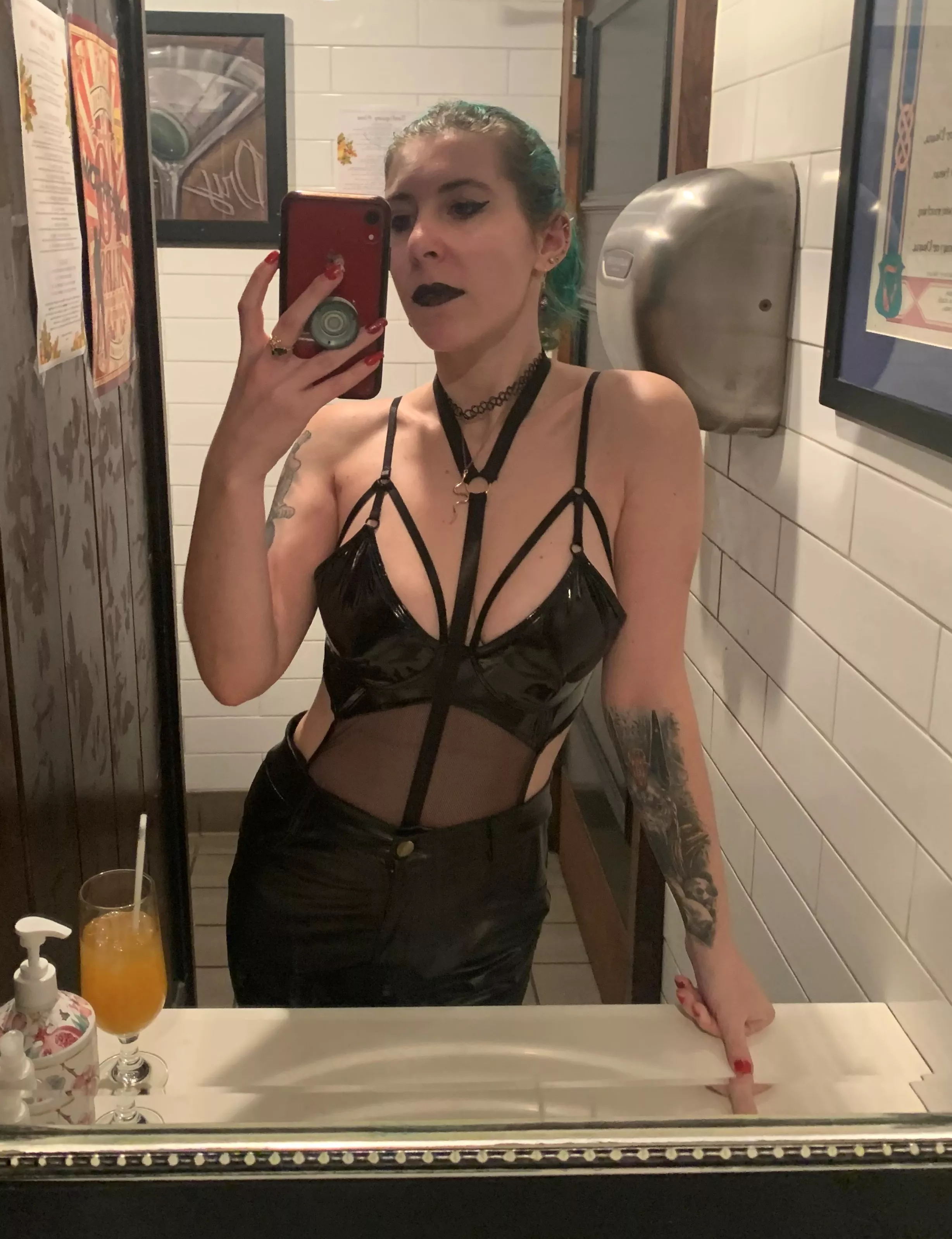 Wearing all latex at the bar
