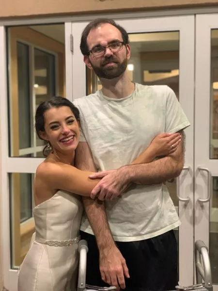 After one of my best friend's wedding last year. My attempt at a smile with muscle loss.