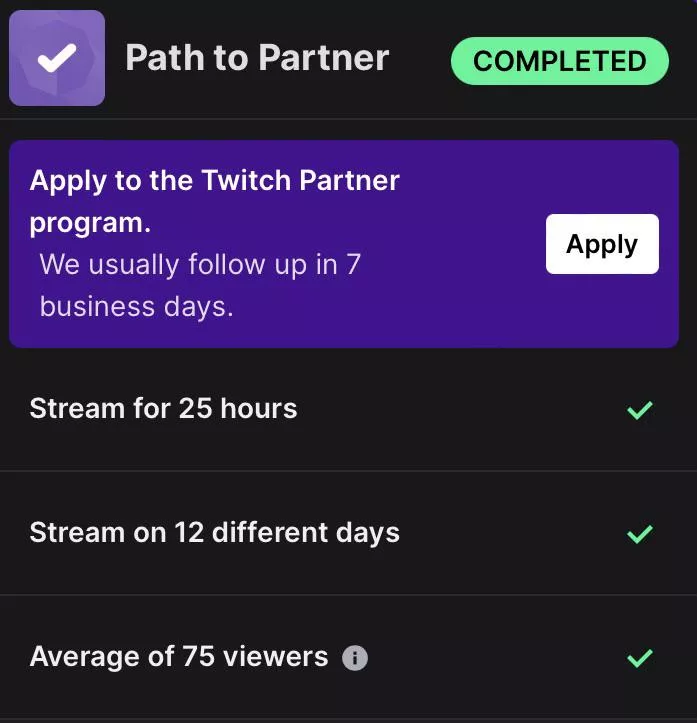 Finally able to apply for partner after 17 months! How long did it take you? If you are not partnered, how close are you and how long have you been streaming for?