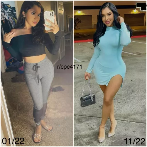 From 01/22 to 11/22. She has gotten lip injections and is is gaining weight fast