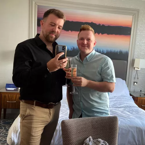 I asked and he said yes. Me and my husband to be.