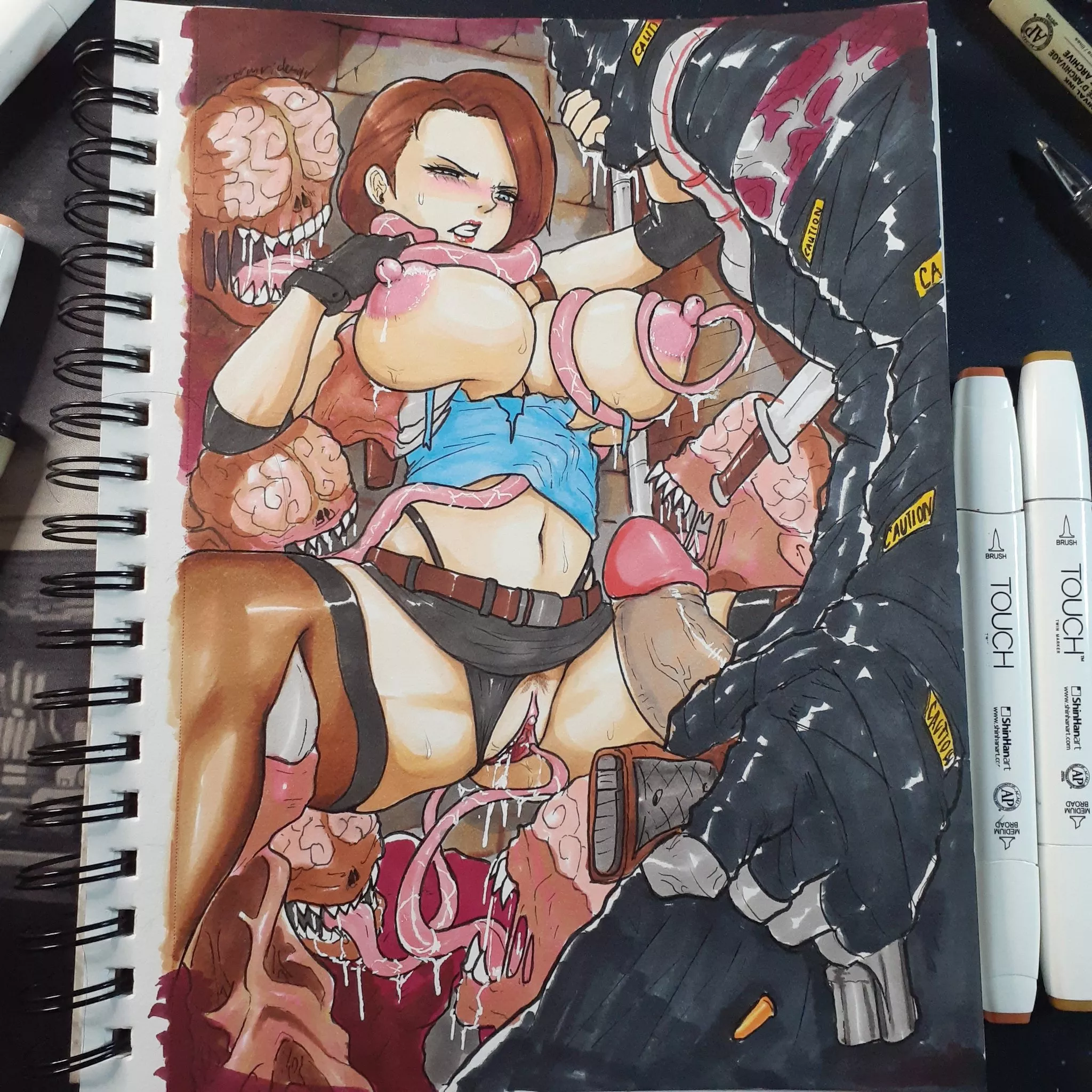 Jill Valentine x Nemesis and Lickers from Resident Evil (stormriderqv)