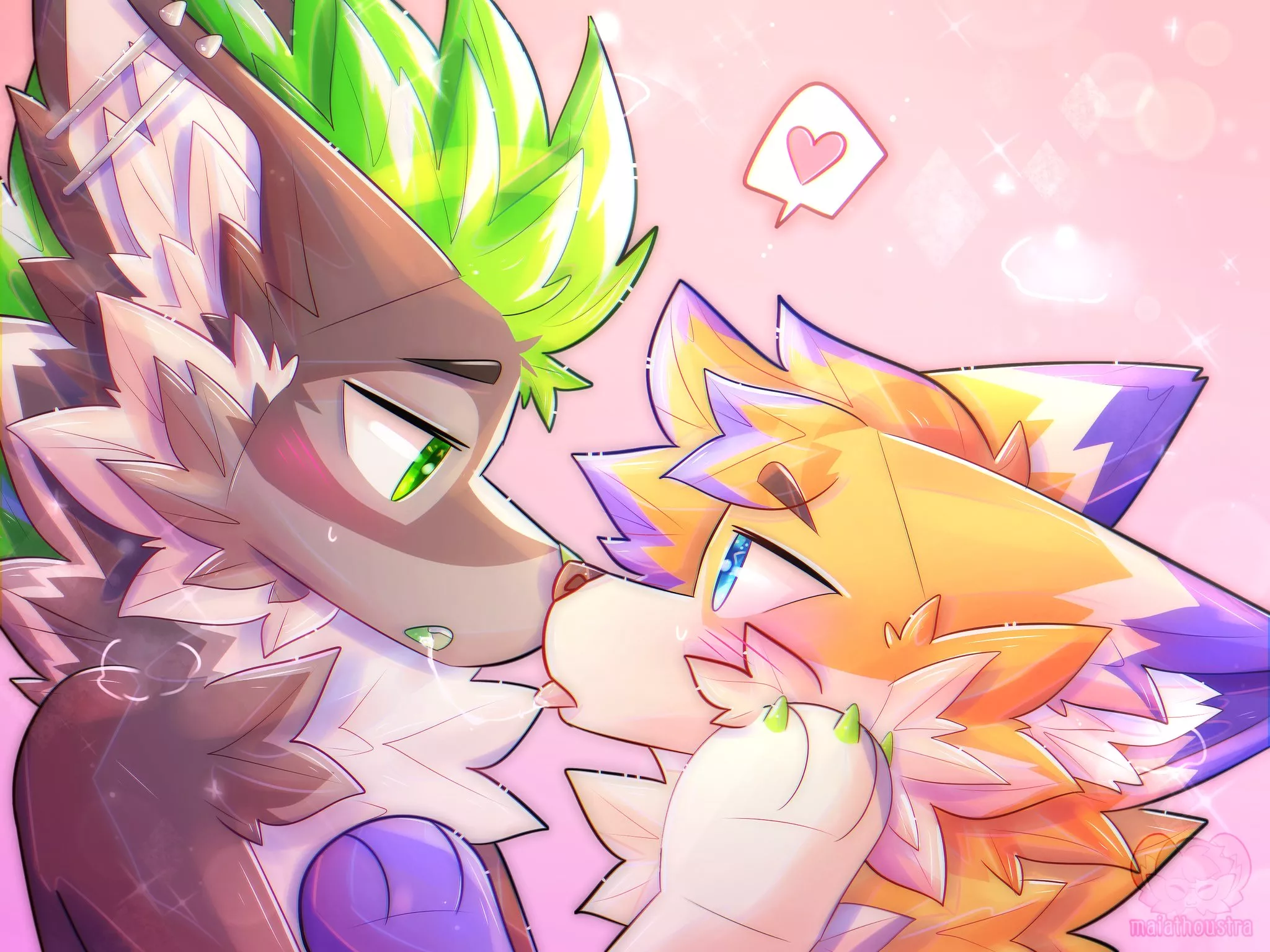 kiss ~ ych for Spritzerfolf, art by me @maiathoustra