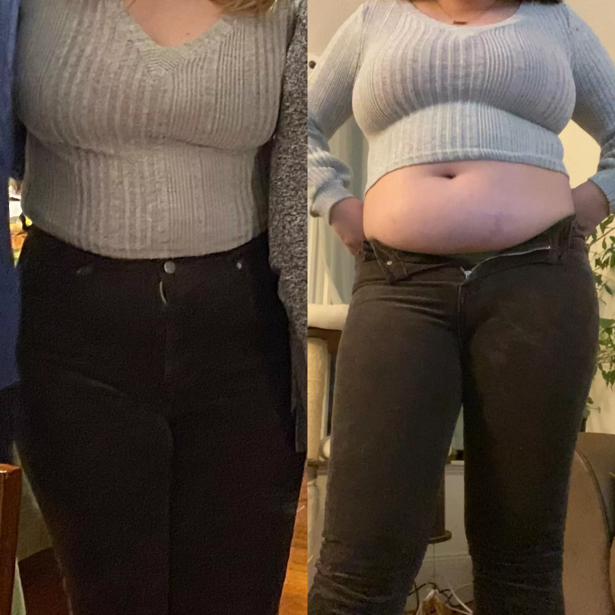 Last year’s thanksgiving vs this years 😳🐷