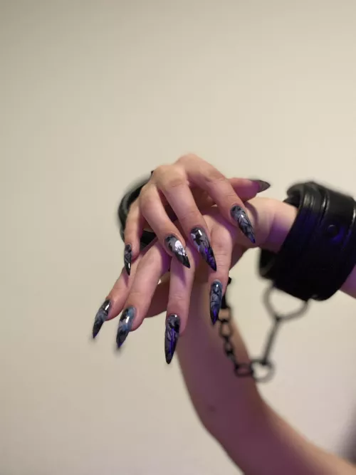 Long nails make the prettiest cockgrabbers
