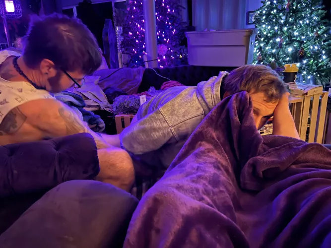 Nothing says Christmas cheer quite like having one of your puppies clean your feet with his tongue