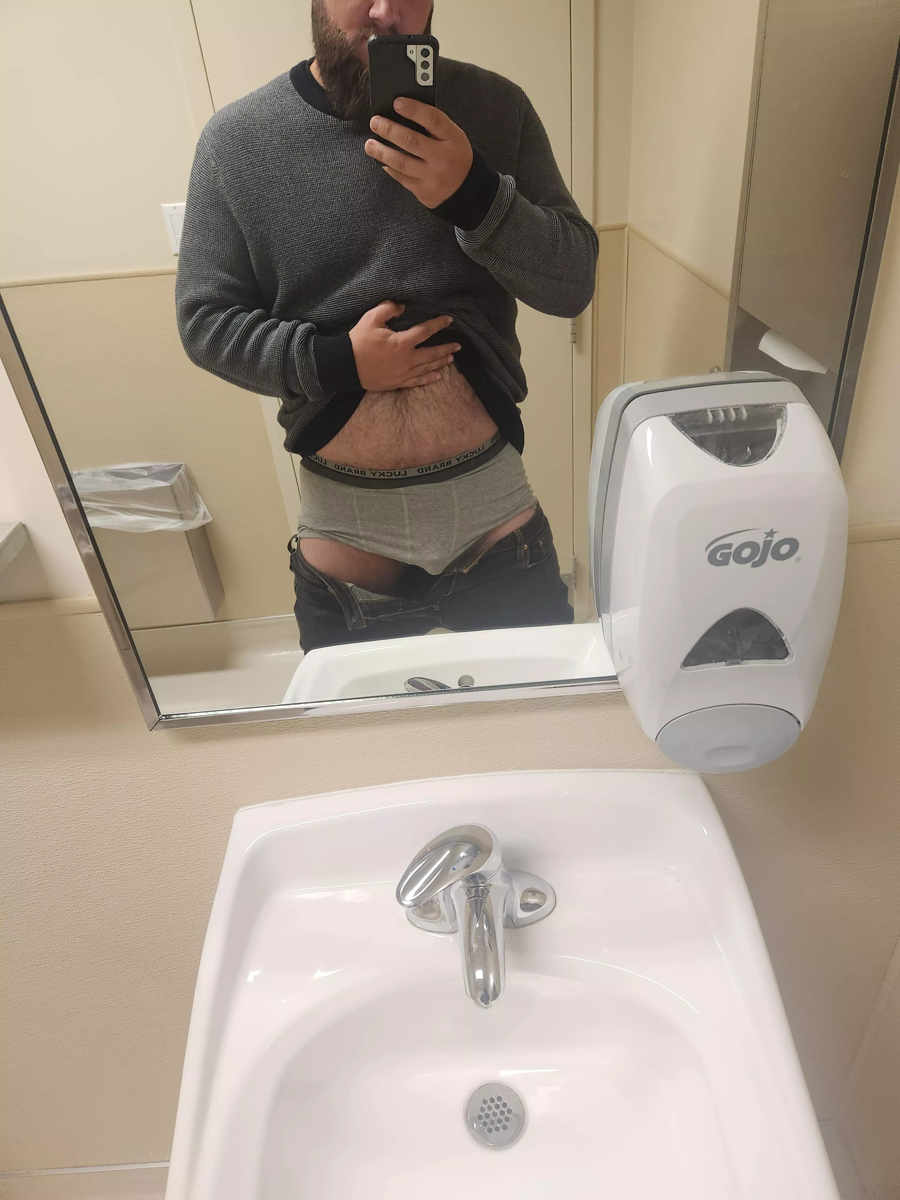 Quick break bathroom selfie