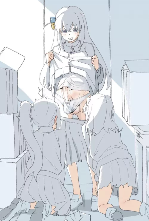 Showing off for her friends