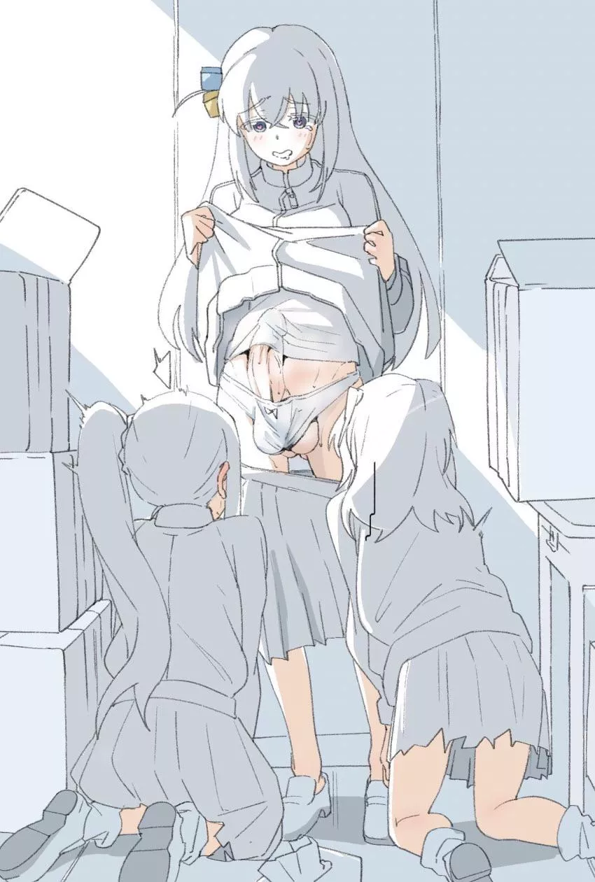 Showing off for her friends