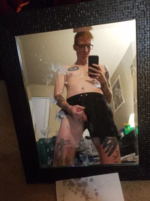 The aftermath of the video I just posted. Would you want to be this covered in cum? 🍆💦💦💦💦😈