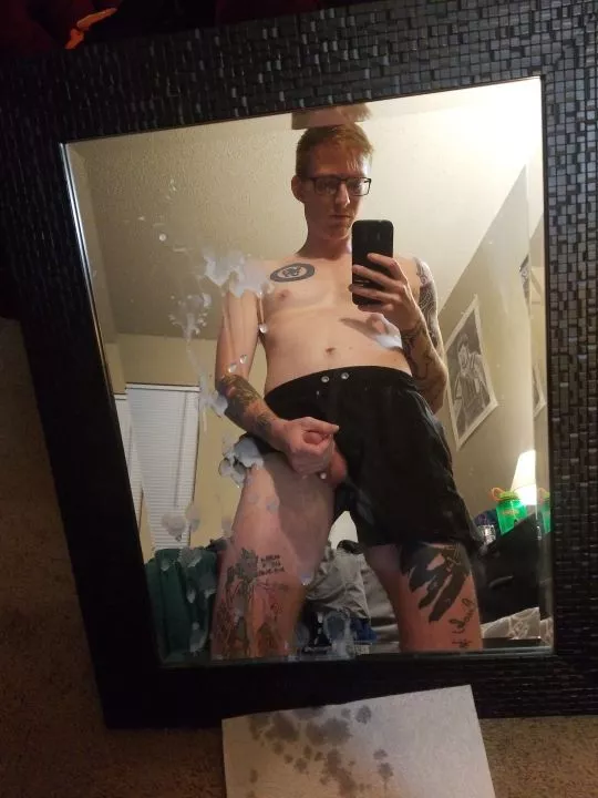 The aftermath of the video I just posted. Would you want to be this covered in cum? 🍆💦💦💦💦😈