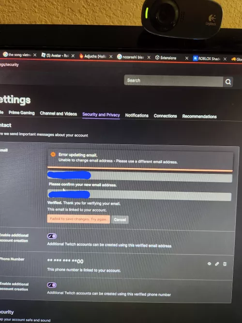 Why can't I change my email