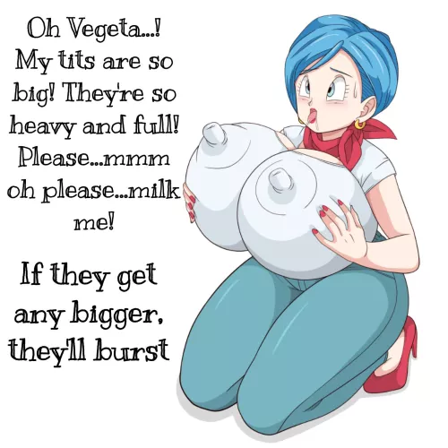 Bulma's Milky Growth (Toshiso art) (Breast expansion captions)