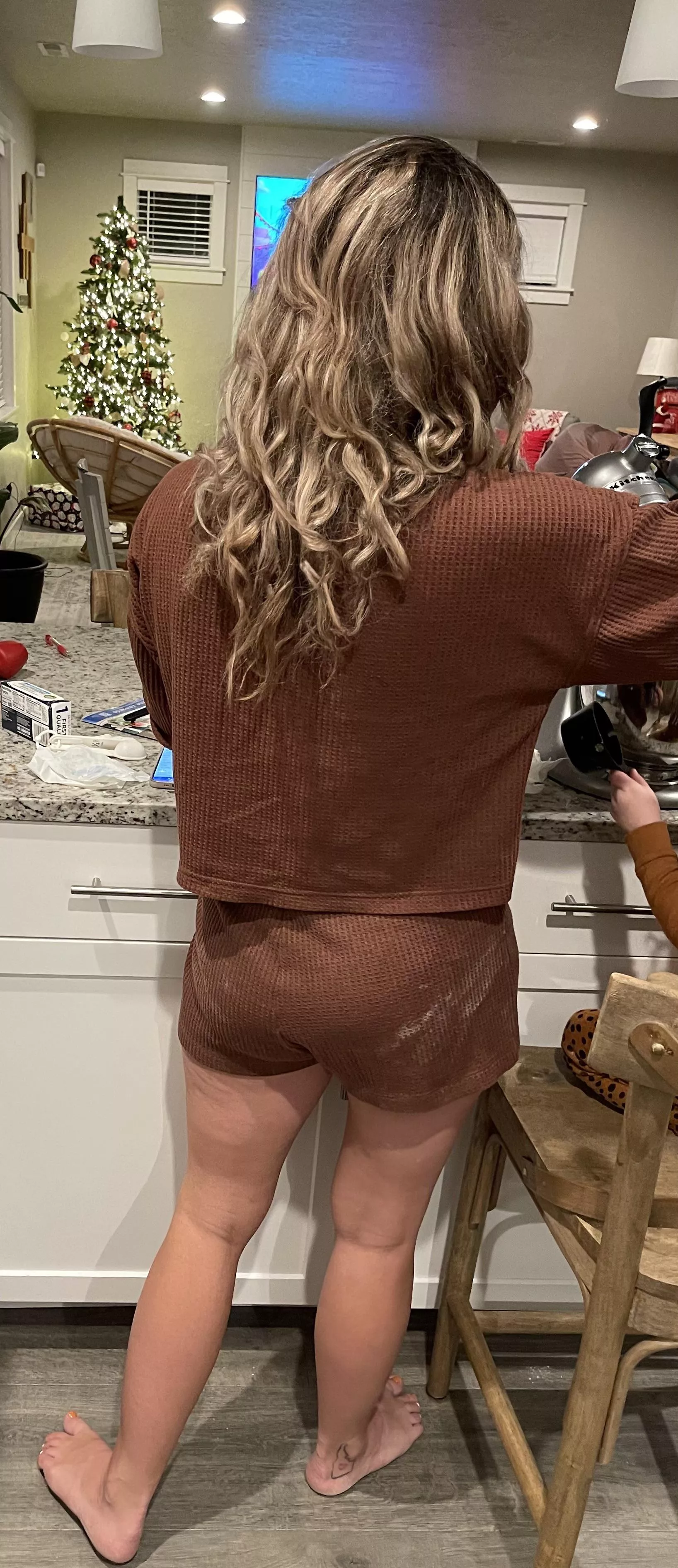 Candid photos while she baked cookies