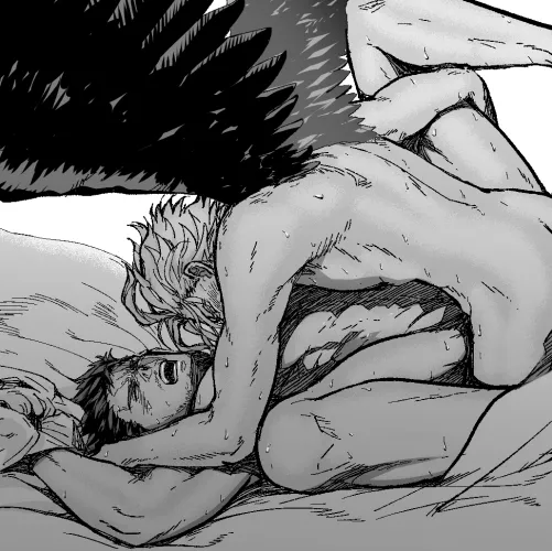 I see a bachelor fucking a daddy, taking a closer look it was My Hero Academia, Fire guy and Red Wings 👦🧒🧑👨🧔🧓👁👄👁