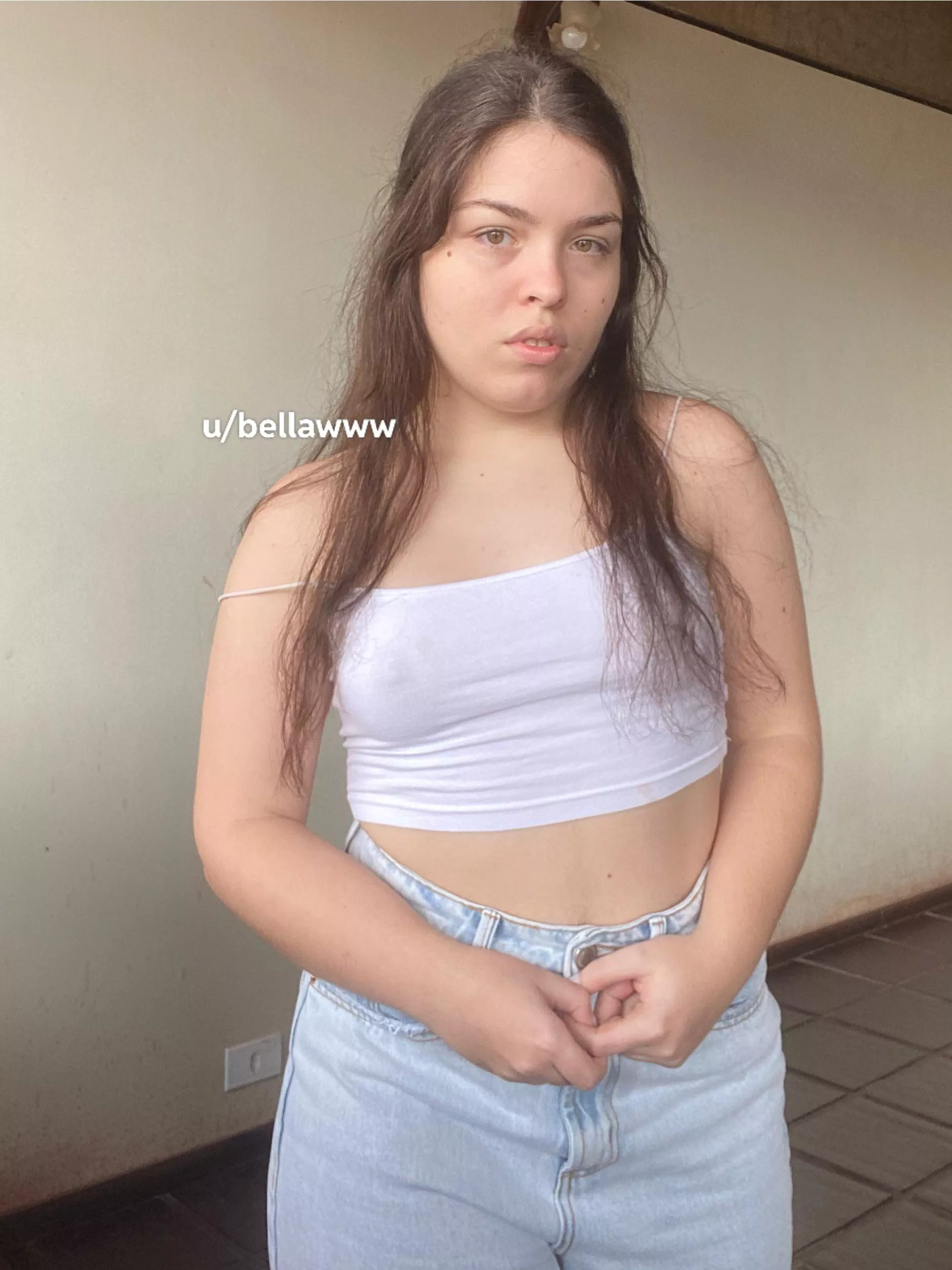 No bra white croptop for b cups lovers